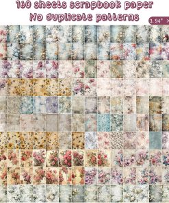 Alternative view of 160 Sheets Vintage Flower Scrapbook Paper. Junk Journal Supplies. Purple Pink Flowers with Cursive Script No Repeating Perfect for Junk Journal DIY Cards Craft Albums Scrapbooking Supplies (Purple)