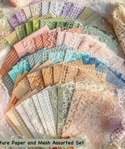 Alternative view of 96 Sheets Textured Scrapbook Paper and Mesh Fabric Assorted Set - 6 Pack Mixed Special Paper for Scrapbooking Planner Bullet Junk Journal Supplies Mixed Media Collage Card Embellishments 3.9x5.5 Inch